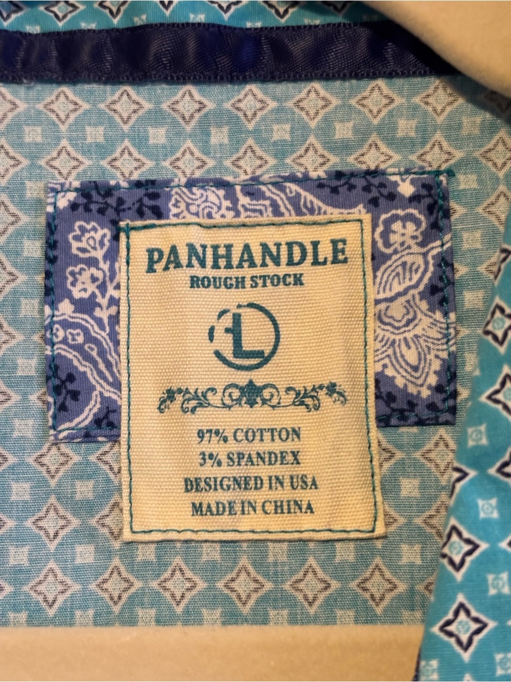 Panhandle Rough Stock Turquoise & Blue Printed Button-Down Shirt